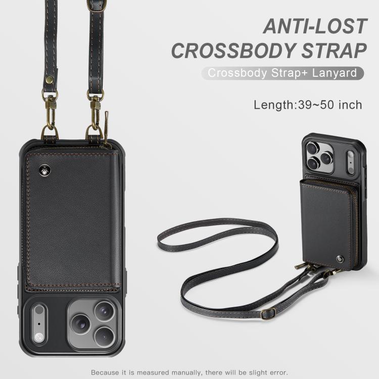 Ốp lưng ví da JEEHOOD C22 có khóa kéo và dây đeo đôi, dành cho iPhone 17 Pro Max, dành cho iPhone 17 Pro, dành cho iPhone Air, dành cho iPhone 16 Pro Max, dành cho iPhone 16 Pro, dành cho iPhone 16 Plus, dành cho iPhone 16, dành cho iPhone 15 Pro Max