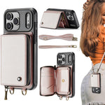 Ốp lưng ví da JEEHOOD C22 có khóa kéo và dây đeo đôi, dành cho iPhone 17 Pro Max, dành cho iPhone 17 Pro, dành cho iPhone Air, dành cho iPhone 16 Pro Max, dành cho iPhone 16 Pro, dành cho iPhone 16 Plus, dành cho iPhone 16, dành cho iPhone 15 Pro Max