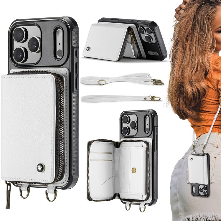 Ốp lưng ví da JEEHOOD C22 có khóa kéo và dây đeo đôi, dành cho iPhone 17 Pro Max, dành cho iPhone 17 Pro, dành cho iPhone Air, dành cho iPhone 16 Pro Max, dành cho iPhone 16 Pro, dành cho iPhone 16 Plus, dành cho iPhone 16, dành cho iPhone 15 Pro Max