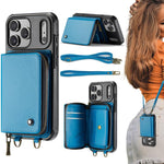 Ốp lưng ví da JEEHOOD C22 có khóa kéo và dây đeo đôi, dành cho iPhone 17 Pro Max, dành cho iPhone 17 Pro, dành cho iPhone Air, dành cho iPhone 16 Pro Max, dành cho iPhone 16 Pro, dành cho iPhone 16 Plus, dành cho iPhone 16, dành cho iPhone 15 Pro Max