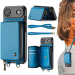 Ốp lưng ví da JEEHOOD C22 có khóa kéo và dây đeo đôi, dành cho iPhone 17 Pro Max, dành cho iPhone 17 Pro, dành cho iPhone Air, dành cho iPhone 16 Pro Max, dành cho iPhone 16 Pro, dành cho iPhone 16 Plus, dành cho iPhone 16, dành cho iPhone 15 Pro Max