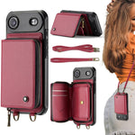 Ốp lưng ví da JEEHOOD C22 có khóa kéo và dây đeo đôi, dành cho iPhone 17 Pro Max, dành cho iPhone 17 Pro, dành cho iPhone Air, dành cho iPhone 16 Pro Max, dành cho iPhone 16 Pro, dành cho iPhone 16 Plus, dành cho iPhone 16, dành cho iPhone 15 Pro Max