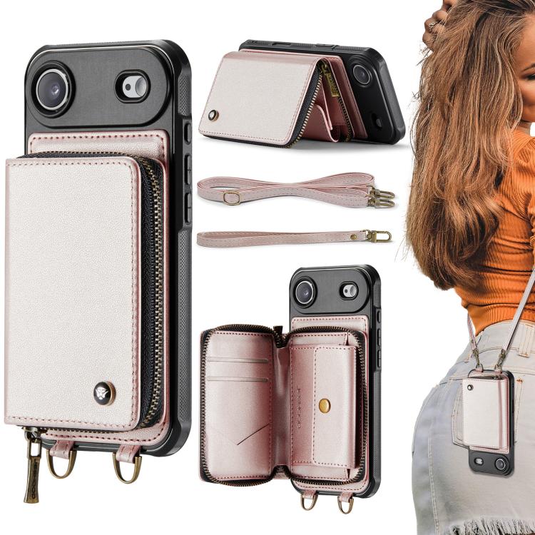 Ốp lưng ví da JEEHOOD C22 có khóa kéo và dây đeo đôi, dành cho iPhone 17 Pro Max, dành cho iPhone 17 Pro, dành cho iPhone Air, dành cho iPhone 16 Pro Max, dành cho iPhone 16 Pro, dành cho iPhone 16 Plus, dành cho iPhone 16, dành cho iPhone 15 Pro Max