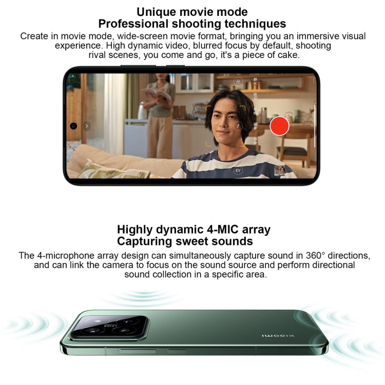 Xiaomi 14, Màn hình 6.36 inch Xiaomi HyperOS Snapdragon 8 Gen 3 Octa Core 4nm lên đến 3.3GHz, NFC, Mạng: 5G, 12GB+256GB, 16GB+512GB, 16GB+1TB