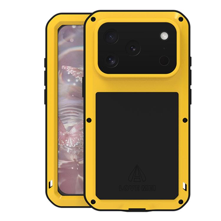 Ốp lưng điện thoại LOVE MEI kim loại chống sốc, chống nước và chống bụi, dành cho iPhone 17 Pro Max, iPhone 17 Pro, iPhone 17, iPhone 16 Pro Max, iPhone 16 Pro, iPhone 16, iPhone 15 Pro Max, iPhone 15 Pro