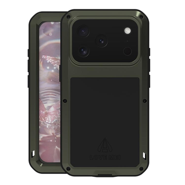Ốp lưng điện thoại LOVE MEI kim loại chống sốc, chống nước và chống bụi, dành cho iPhone 17 Pro Max, iPhone 17 Pro, iPhone 17, iPhone 16 Pro Max, iPhone 16 Pro, iPhone 16, iPhone 15 Pro Max, iPhone 15 Pro