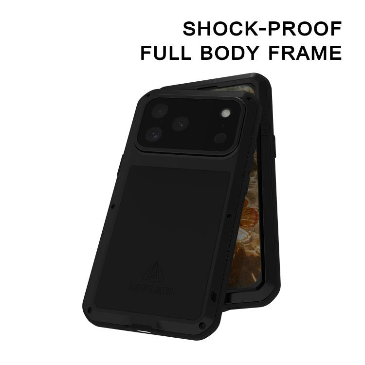 Ốp lưng điện thoại LOVE MEI kim loại chống sốc, chống nước và chống bụi, dành cho iPhone 17 Pro Max, iPhone 17 Pro, iPhone 17, iPhone 16 Pro Max, iPhone 16 Pro, iPhone 16, iPhone 15 Pro Max, iPhone 15 Pro