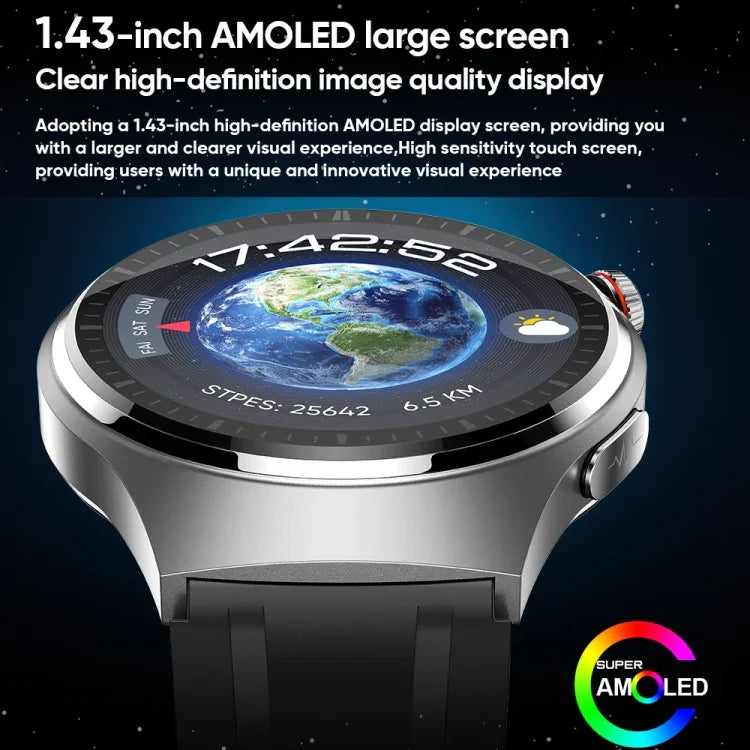 Đồng hồ thông minh gọi MT200 màn hình AMOLED 1.43 inch IP67, hỗ trợ ECG/đo nhiệt độ cơ thể/đo đường huyết