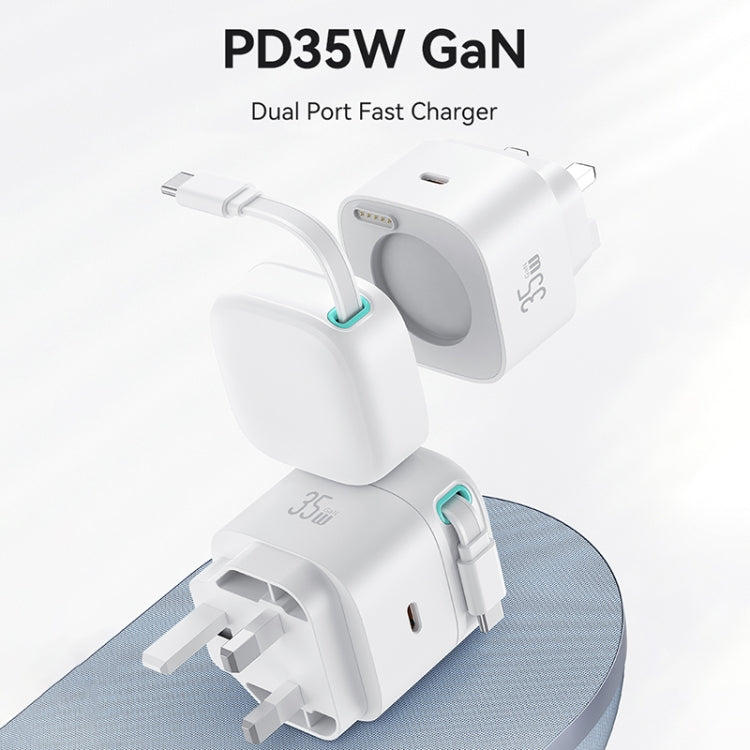Bộ sạc nhanh GaN PD35W cổng đôi Type-C USAMS US-CC204 SMF Series, phích cắm UK