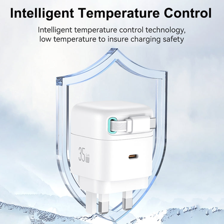Bộ sạc nhanh GaN PD35W cổng đôi Type-C USAMS US-CC204 SMF Series, phích cắm UK