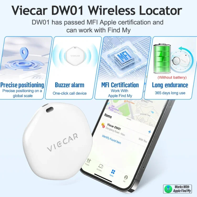 VIECAR DW01 Thiết bị định vị không dây chống mất chìa khóa ô tô, VIECAR DW01