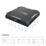 X96 max+ Hộp TV Thông Minh 4K, Android 9.0, Amlogic S905X3 Bốn Nhân Cortex-A55, 4GB+64GB, Hỗ Trợ LAN, AV, WiFi 2.4G/5G, USBx2, Thẻ TF, Phích Cắm EU, Phích Cắm UK, Phích Cắm AU