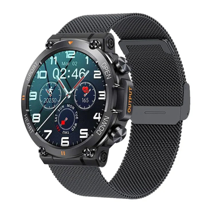 Vòng Đeo Tay Thép Thông Minh K56 Pro 1.39 inch Hỗ Trợ Giám Sát Nhịp Tim / Huyết Áp, Dây Thép (Đen Milanese), Dây Thép (Đen Ba Sợi), Dây Thép (Đen Khớp Tre)