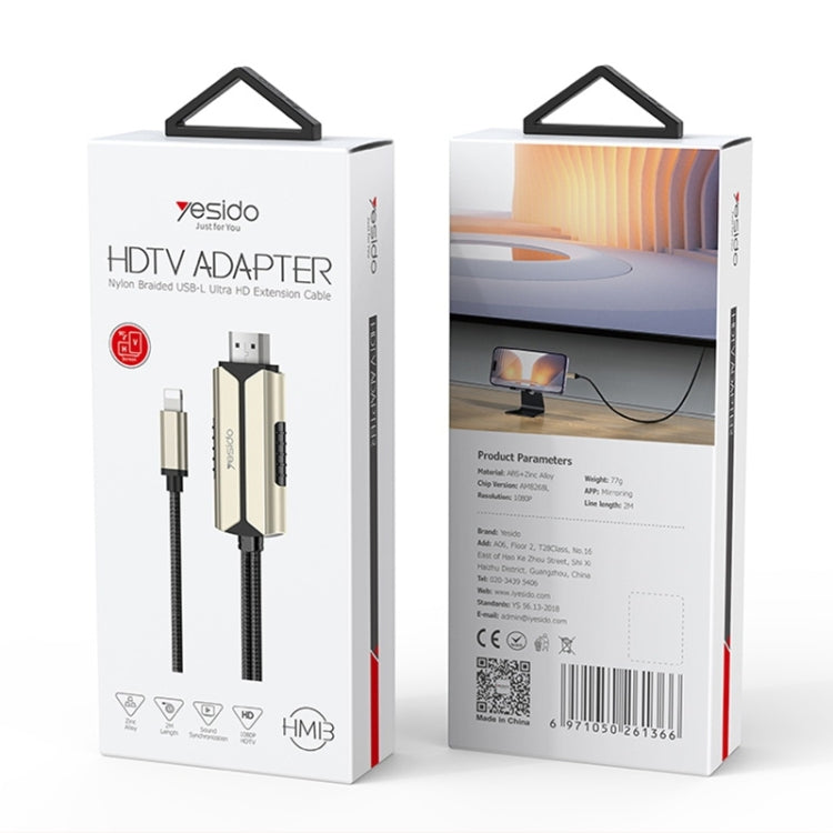 Cáp chuyển đổi Yesido HM13 2m 8 chân sang HDMI 1080P HDTV, HM13