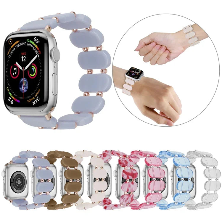 Dây đồng hồ nhựa resin co giãn, dành cho Apple Watch Series 4 44mm, Series 4 40mm, Series 3 38mm, Series 3 42mm, Series 2 42mm, Series 2 38mm