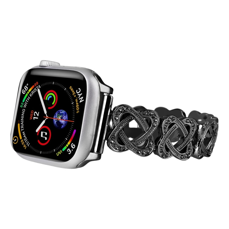 Hearts Crossed Diamond Metal Watch Band, For Apple Watch SE 2023 44mm, For Apple Watch SE 2023 40mm, For Apple Watch Ultra 2 49mm, For Apple Watch Series 9 45mm, For Apple Watch Series 9 41mm, For Apple Watch Ultra 49mm, For Apple Watch Series 8 41mm  ...