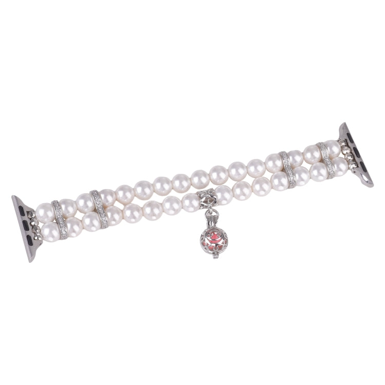 Beaded Dual Row Pearl Bracelet Watch Band, For Apple Watch SE 2023 44mm, For Apple Watch SE 2023 40mm, For Apple Watch Ultra 2 49mm, For Apple Watch Series 9 45mm, For Apple Watch Series 9 41mm, For Apple Watch Ultra 49mm, For Apple Watch Series 8 41mm...