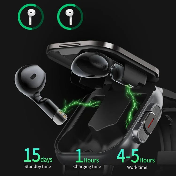 Đồng Hồ Thông Minh D8 2.01 inch 2 trong 1 Tai Nghe Bluetooth Dây Silicone, Hỗ Trợ Giám Sát Sức Khỏe / NFC, Dây Silicone (Đen), Dây Silicone (Be)