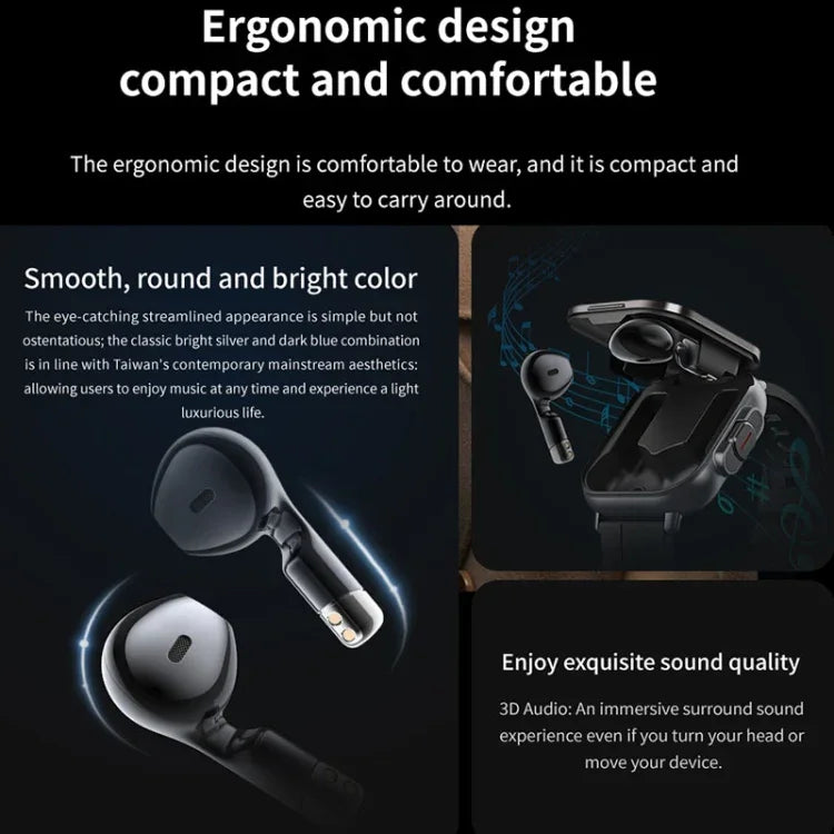 Đồng Hồ Thông Minh D8 2.01 inch 2 trong 1 Tai Nghe Bluetooth Dây Silicone, Hỗ Trợ Giám Sát Sức Khỏe / NFC, Dây Silicone (Đen), Dây Silicone (Be)
