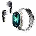 Đồng Hồ Thông Minh D8 2.01 inch 2 trong 1 Tai Nghe Bluetooth Dây Thép, Hỗ Trợ Giám Sát Sức Khỏe / NFC, Dây Thép (Đen), Dây Thép (Bạc)