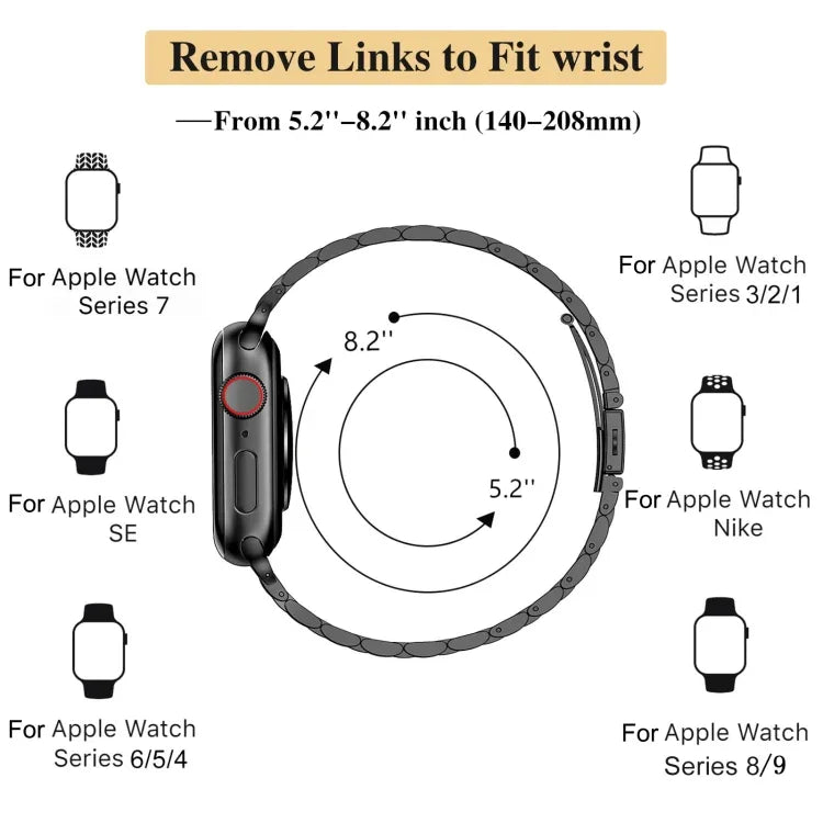 Dây đồng hồ kim loại khóa bắn ná hạt bảy mảnh mảnh, dành cho Apple Watch SE 2023 44mm, Apple Watch SE 2023 40mm, Apple Watch Ultra 2 49mm, Apple Watch Series 9 45mm, Apple Watch Series 9 41mm, Apple Watch Ultra 49mm