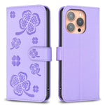 Bao da điện thoại dập nổi cỏ bốn lá, Dành cho iPhone 17 Pro Max, Dành cho iPhone 17 Pro, Dành cho iPhone 17, Dành cho iPhone Air, Dành cho iPhone 16 Pro Max, Dành cho iPhone 16 Pro, Dành cho iPhone 16 Plus, Dành cho iPhone 16