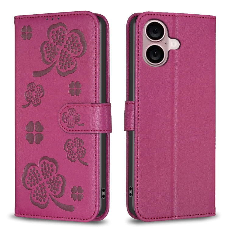 Bao da điện thoại dập nổi cỏ bốn lá, Dành cho iPhone 17 Pro Max, Dành cho iPhone 17 Pro, Dành cho iPhone 17, Dành cho iPhone Air, Dành cho iPhone 16 Pro Max, Dành cho iPhone 16 Pro, Dành cho iPhone 16 Plus, Dành cho iPhone 16