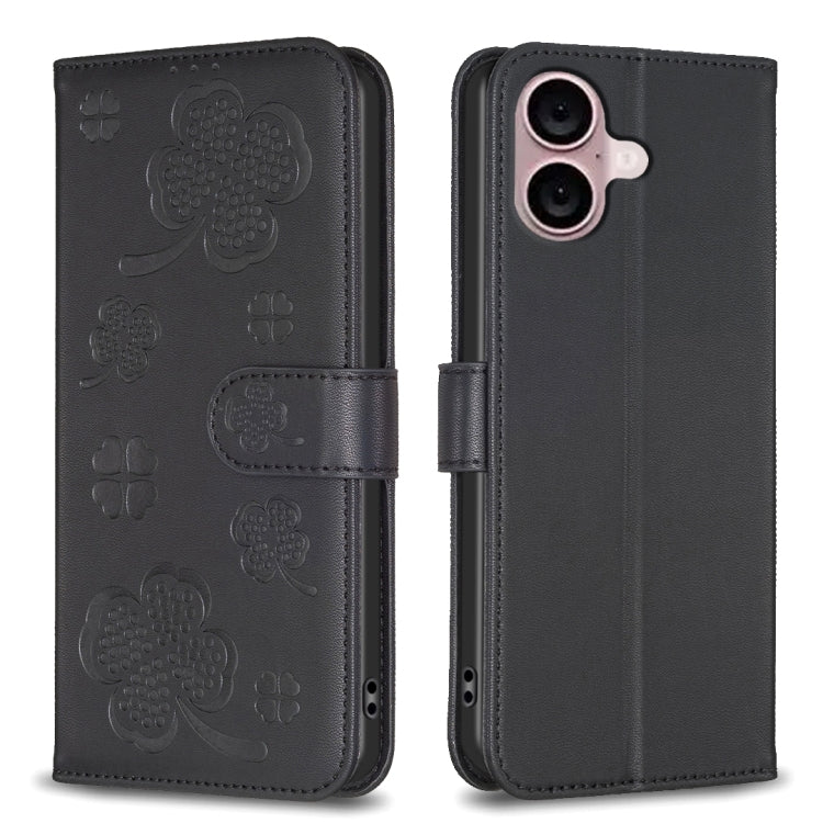 Bao da điện thoại dập nổi cỏ bốn lá, Dành cho iPhone 17 Pro Max, Dành cho iPhone 17 Pro, Dành cho iPhone 17, Dành cho iPhone Air, Dành cho iPhone 16 Pro Max, Dành cho iPhone 16 Pro, Dành cho iPhone 16 Plus, Dành cho iPhone 16