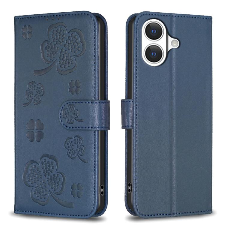 Bao da điện thoại dập nổi cỏ bốn lá, Dành cho iPhone 17 Pro Max, Dành cho iPhone 17 Pro, Dành cho iPhone 17, Dành cho iPhone Air, Dành cho iPhone 16 Pro Max, Dành cho iPhone 16 Pro, Dành cho iPhone 16 Plus, Dành cho iPhone 16