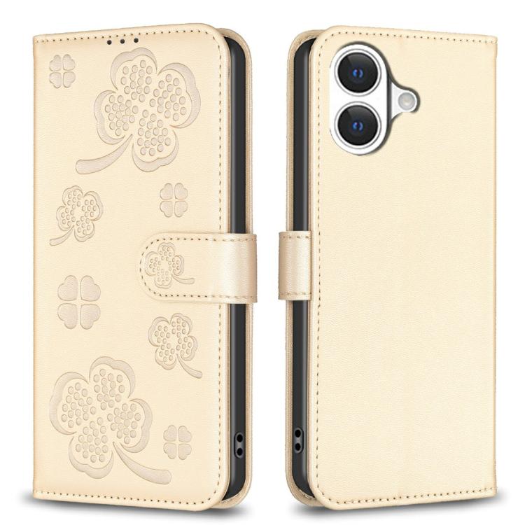 Bao da điện thoại dập nổi cỏ bốn lá, Dành cho iPhone 17 Pro Max, Dành cho iPhone 17 Pro, Dành cho iPhone 17, Dành cho iPhone Air, Dành cho iPhone 16 Pro Max, Dành cho iPhone 16 Pro, Dành cho iPhone 16 Plus, Dành cho iPhone 16