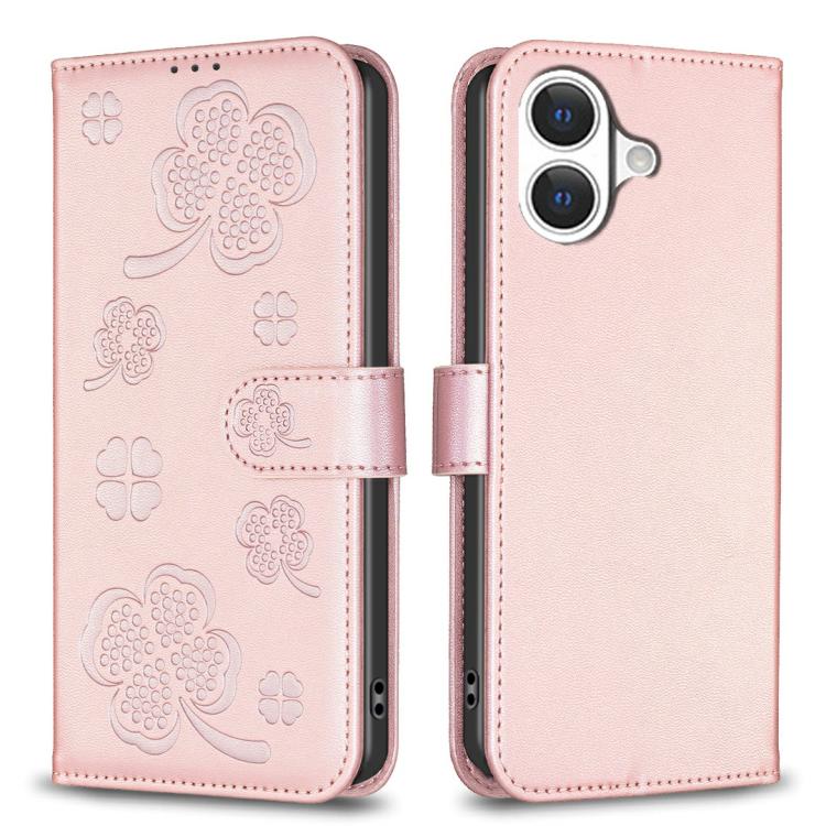 Bao da điện thoại dập nổi cỏ bốn lá, Dành cho iPhone 17 Pro Max, Dành cho iPhone 17 Pro, Dành cho iPhone 17, Dành cho iPhone Air, Dành cho iPhone 16 Pro Max, Dành cho iPhone 16 Pro, Dành cho iPhone 16 Plus, Dành cho iPhone 16