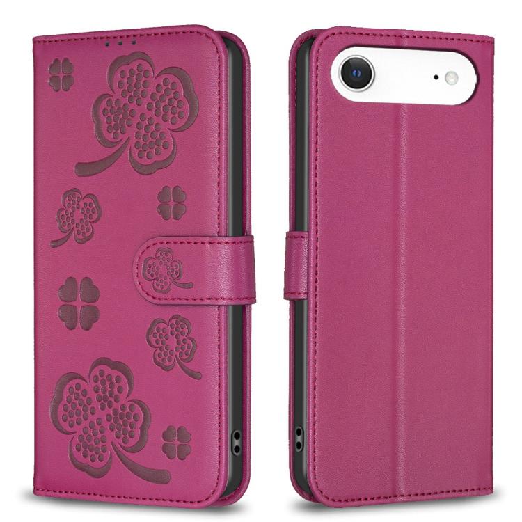 Bao da điện thoại dập nổi cỏ bốn lá, Dành cho iPhone 17 Pro Max, Dành cho iPhone 17 Pro, Dành cho iPhone 17, Dành cho iPhone Air, Dành cho iPhone 16 Pro Max, Dành cho iPhone 16 Pro, Dành cho iPhone 16 Plus, Dành cho iPhone 16