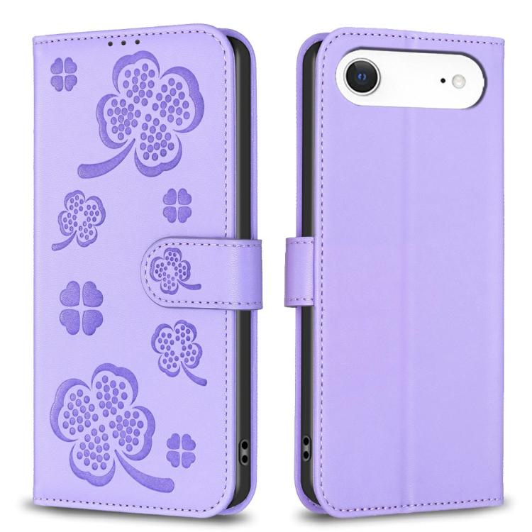 Bao da điện thoại dập nổi cỏ bốn lá, Dành cho iPhone 17 Pro Max, Dành cho iPhone 17 Pro, Dành cho iPhone 17, Dành cho iPhone Air, Dành cho iPhone 16 Pro Max, Dành cho iPhone 16 Pro, Dành cho iPhone 16 Plus, Dành cho iPhone 16