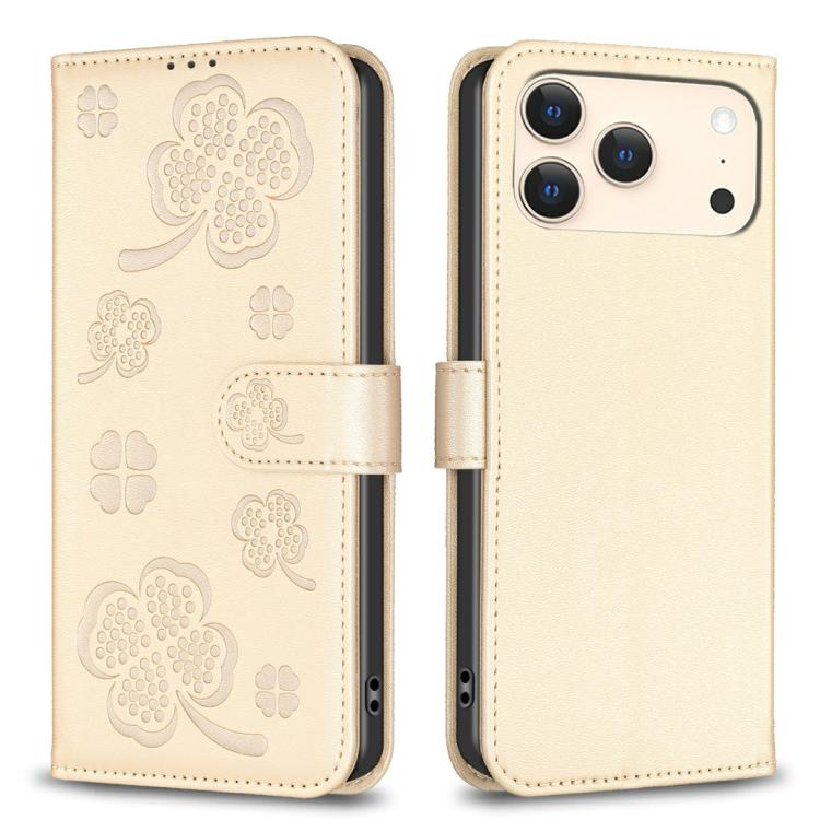 Bao da điện thoại dập nổi cỏ bốn lá, Dành cho iPhone 17 Pro Max, Dành cho iPhone 17 Pro, Dành cho iPhone 17, Dành cho iPhone Air, Dành cho iPhone 16 Pro Max, Dành cho iPhone 16 Pro, Dành cho iPhone 16 Plus, Dành cho iPhone 16