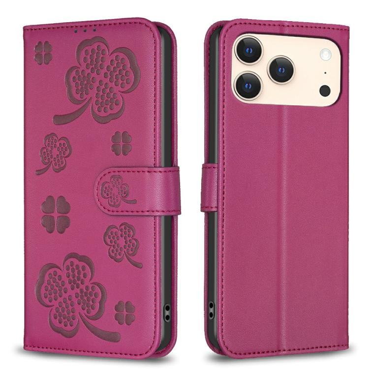 Bao da điện thoại dập nổi cỏ bốn lá, Dành cho iPhone 17 Pro Max, Dành cho iPhone 17 Pro, Dành cho iPhone 17, Dành cho iPhone Air, Dành cho iPhone 16 Pro Max, Dành cho iPhone 16 Pro, Dành cho iPhone 16 Plus, Dành cho iPhone 16
