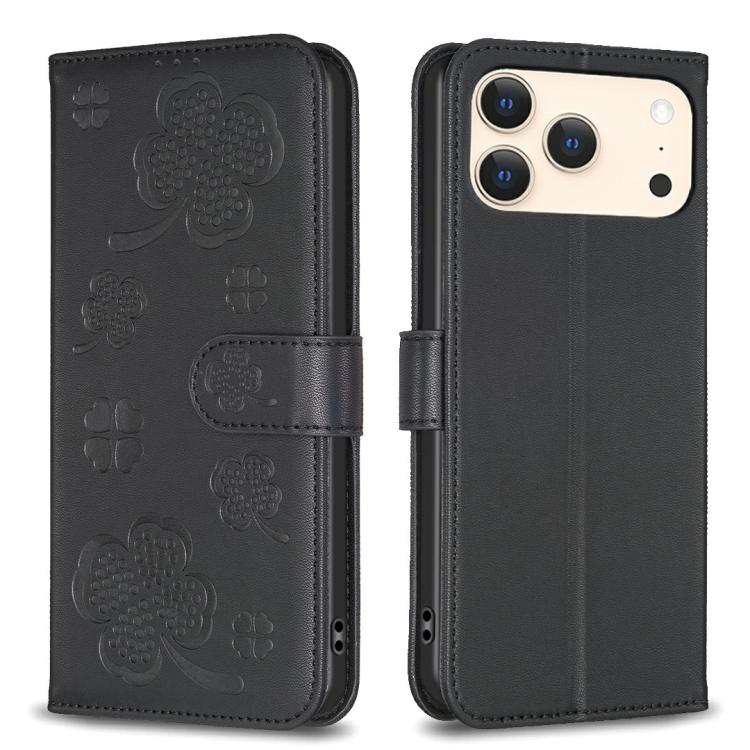 Bao da điện thoại dập nổi cỏ bốn lá, Dành cho iPhone 17 Pro Max, Dành cho iPhone 17 Pro, Dành cho iPhone 17, Dành cho iPhone Air, Dành cho iPhone 16 Pro Max, Dành cho iPhone 16 Pro, Dành cho iPhone 16 Plus, Dành cho iPhone 16