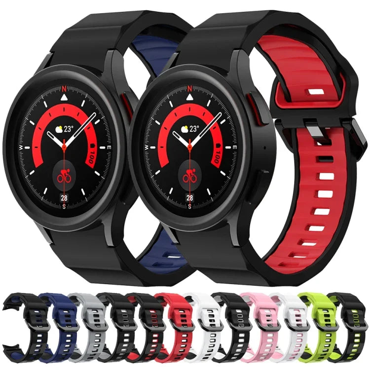 Dây đồng hồ silicone hai màu họa tiết sóng, Dành cho Samsung Galaxy Watch 6