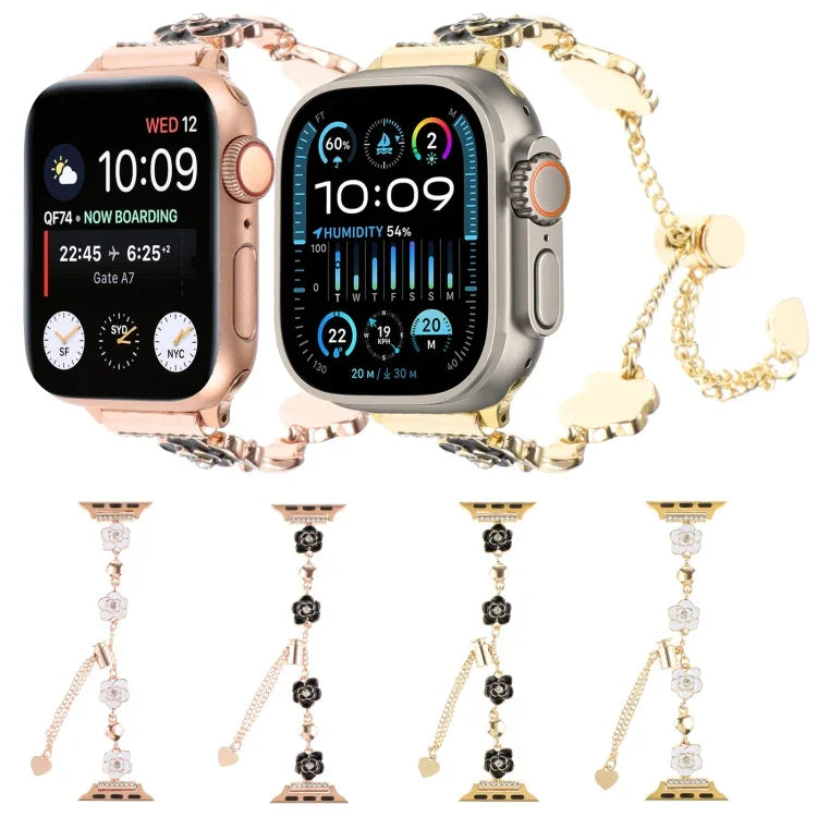 Dây đồng hồ vòng tay xích kim loại hoa trà, Dành cho Apple Watch 42mm, Dành cho Apple Watch 38mm