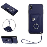 Bao da điện thoại PU có ngăn đựng thẻ và giá đỡ nhẫn, Dành cho iPhone XS / X, Dành cho iPhone XR, Dành cho iPhone XS Max, Dành cho iPhone 8 Plus / 7 Plus