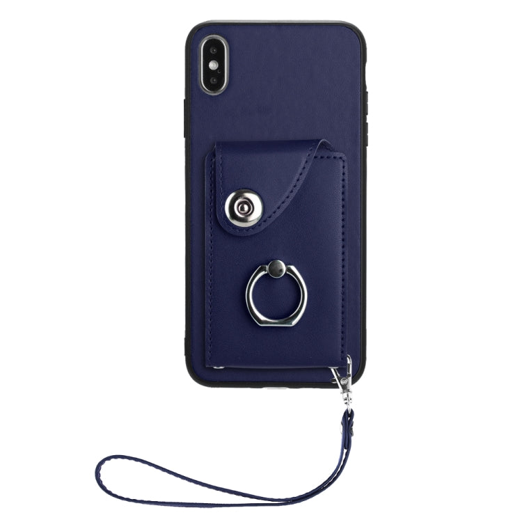 Bao da điện thoại PU có ngăn đựng thẻ và giá đỡ nhẫn, Dành cho iPhone XS / X, Dành cho iPhone XR, Dành cho iPhone XS Max, Dành cho iPhone 8 Plus / 7 Plus