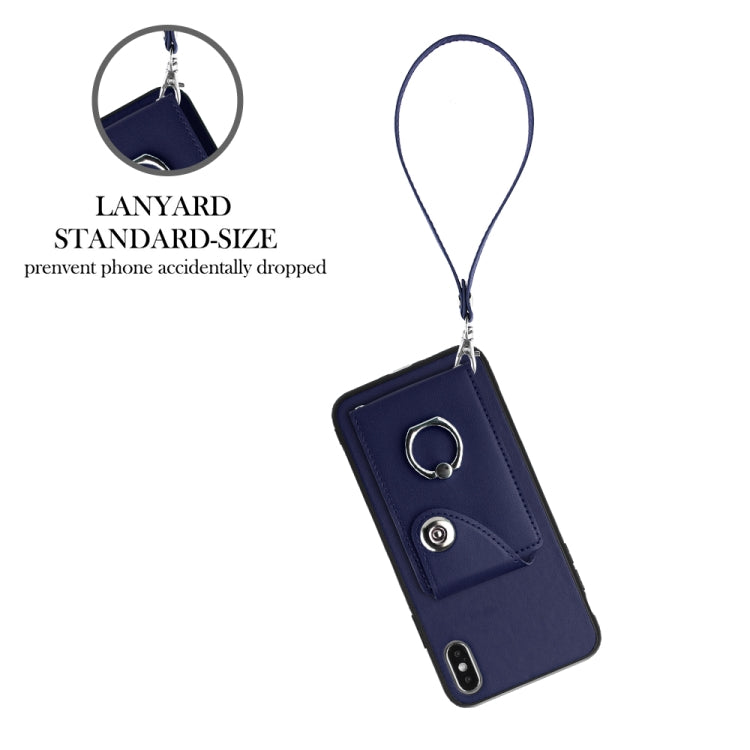 Bao da điện thoại PU có ngăn đựng thẻ và giá đỡ nhẫn, Dành cho iPhone XS / X, Dành cho iPhone XR, Dành cho iPhone XS Max, Dành cho iPhone 8 Plus / 7 Plus