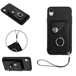 Bao da điện thoại PU có ngăn đựng thẻ và giá đỡ nhẫn, Dành cho iPhone XS / X, Dành cho iPhone XR, Dành cho iPhone XS Max, Dành cho iPhone 8 Plus / 7 Plus