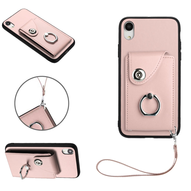 Bao da điện thoại PU có ngăn đựng thẻ và giá đỡ nhẫn, Dành cho iPhone XS / X, Dành cho iPhone XR, Dành cho iPhone XS Max, Dành cho iPhone 8 Plus / 7 Plus