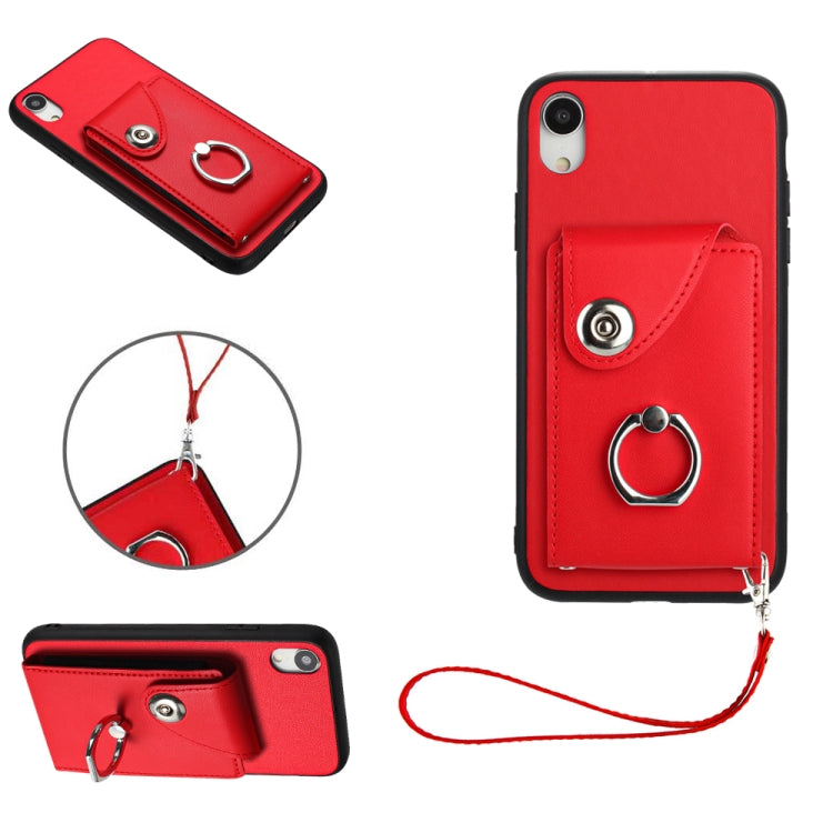 Bao da điện thoại PU có ngăn đựng thẻ và giá đỡ nhẫn, Dành cho iPhone XS / X, Dành cho iPhone XR, Dành cho iPhone XS Max, Dành cho iPhone 8 Plus / 7 Plus