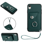 Bao da điện thoại PU có ngăn đựng thẻ và giá đỡ nhẫn, Dành cho iPhone XS / X, Dành cho iPhone XR, Dành cho iPhone XS Max, Dành cho iPhone 8 Plus / 7 Plus