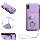 Bao da điện thoại PU có ngăn đựng thẻ và giá đỡ nhẫn, Dành cho iPhone XS / X, Dành cho iPhone XR, Dành cho iPhone XS Max, Dành cho iPhone 8 Plus / 7 Plus