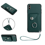 Bao da điện thoại PU có ngăn đựng thẻ và giá đỡ nhẫn, Dành cho iPhone XS / X, Dành cho iPhone XR, Dành cho iPhone XS Max, Dành cho iPhone 8 Plus / 7 Plus