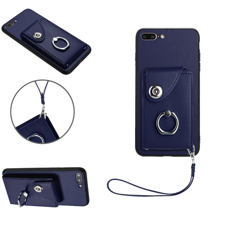 Bao da điện thoại PU có ngăn đựng thẻ và giá đỡ nhẫn, Dành cho iPhone XS / X, Dành cho iPhone XR, Dành cho iPhone XS Max, Dành cho iPhone 8 Plus / 7 Plus