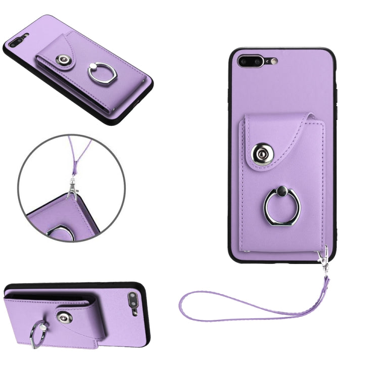 Bao da điện thoại PU có ngăn đựng thẻ và giá đỡ nhẫn, Dành cho iPhone XS / X, Dành cho iPhone XR, Dành cho iPhone XS Max, Dành cho iPhone 8 Plus / 7 Plus