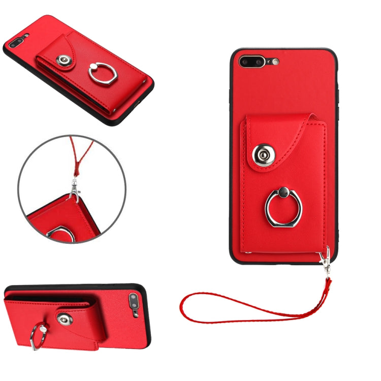 Bao da điện thoại PU có ngăn đựng thẻ và giá đỡ nhẫn, Dành cho iPhone XS / X, Dành cho iPhone XR, Dành cho iPhone XS Max, Dành cho iPhone 8 Plus / 7 Plus